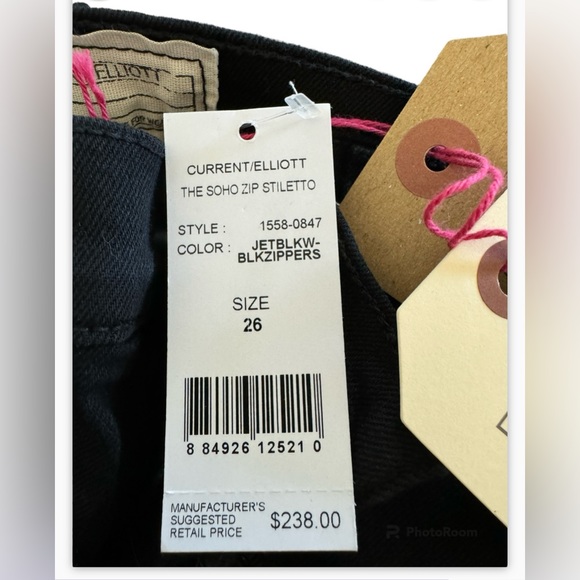 NWT Current/Elliott SoHo Zip Stiletto black size 26 - Picture 4 of 5